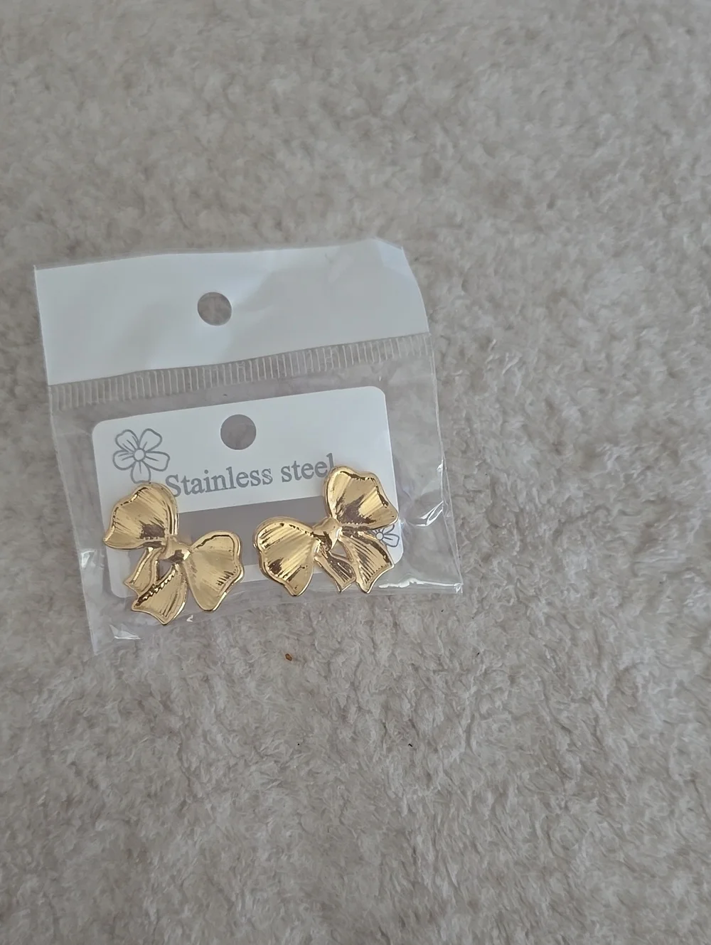 Gold Bow Stainless Steel Stud Earrings - Gold Bow Earrings